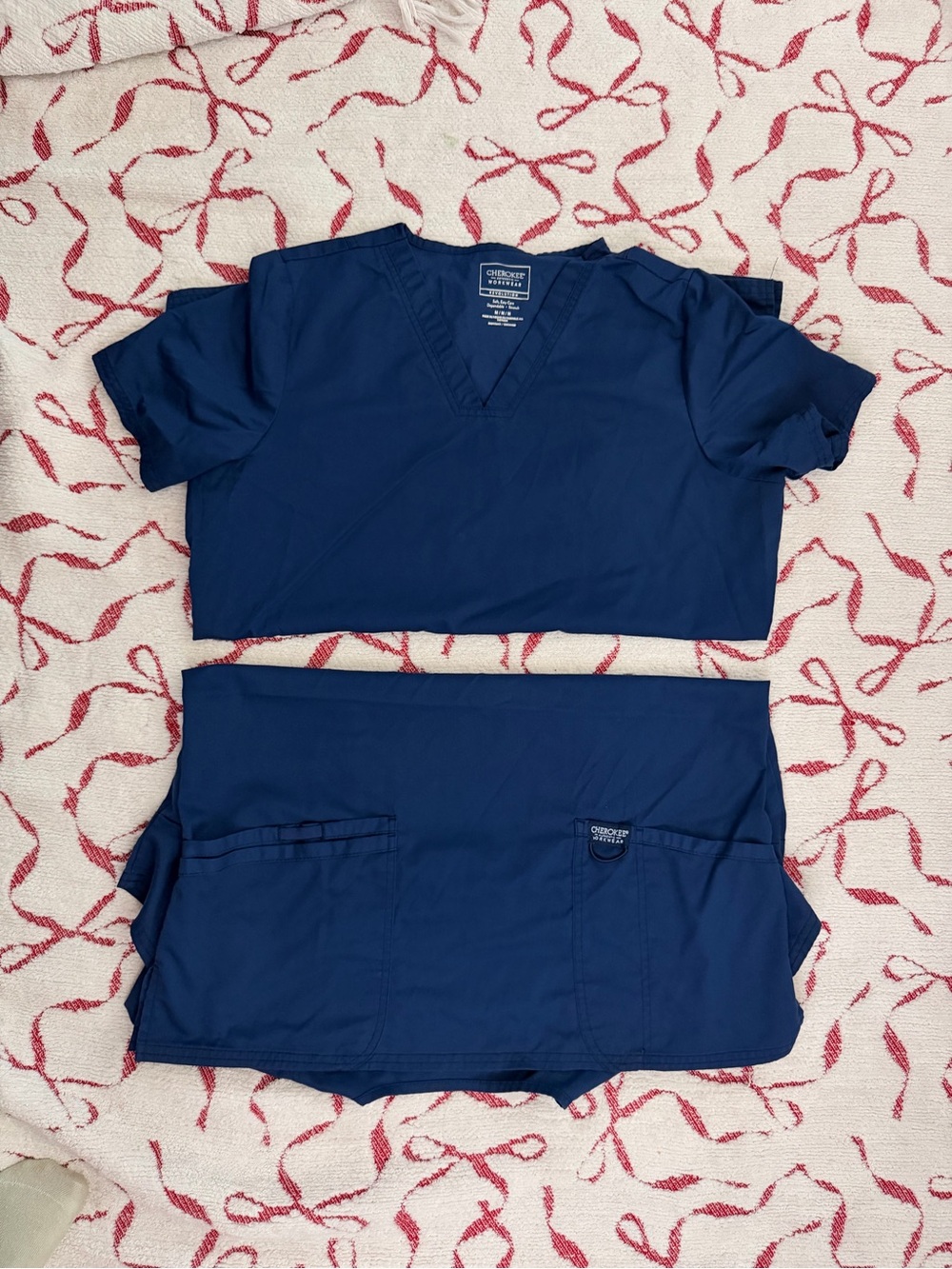 Cherokee Navy Blue Kids Scrub Top and Pants Set